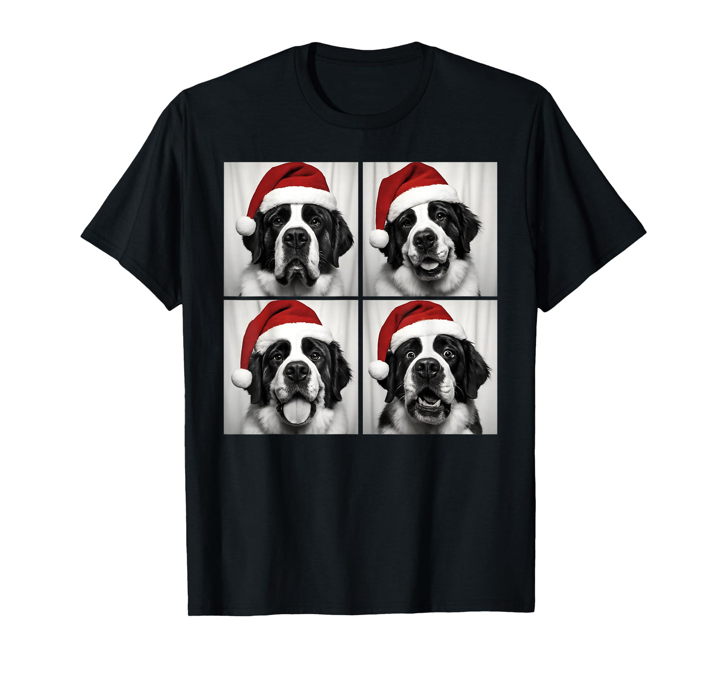 Funny Christmas Saint Bernard Santa Dog Lover Photo Booth T-Shirt