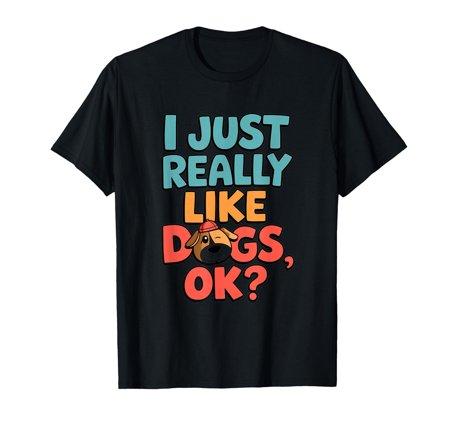 I Just Really Like Dogs Cute Cartoon Puppy Heart Hat T-Shirt