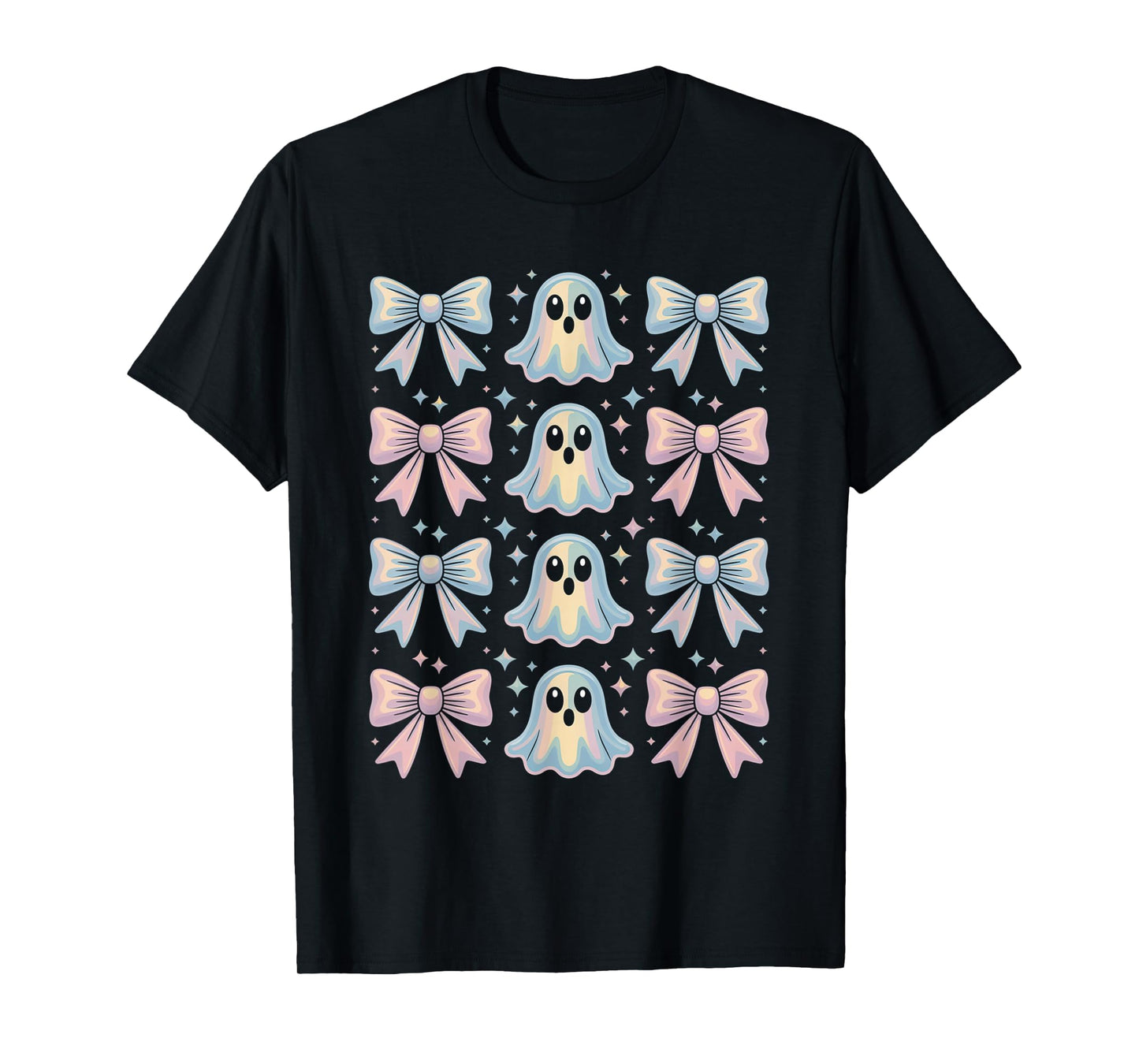 Pastel Halloween 2025 Spooky Ghosts Coquette Bow Girl Women T-Shirt