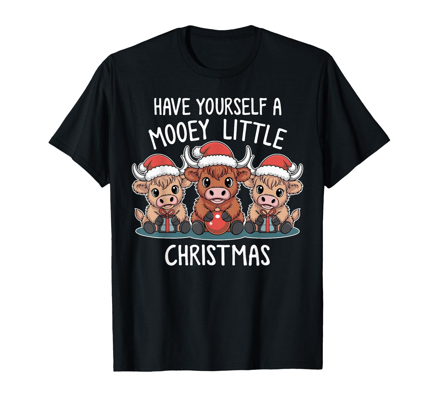 Have Yourself A Mooey Little Christmas Highland Cow Baby T-Shirt
