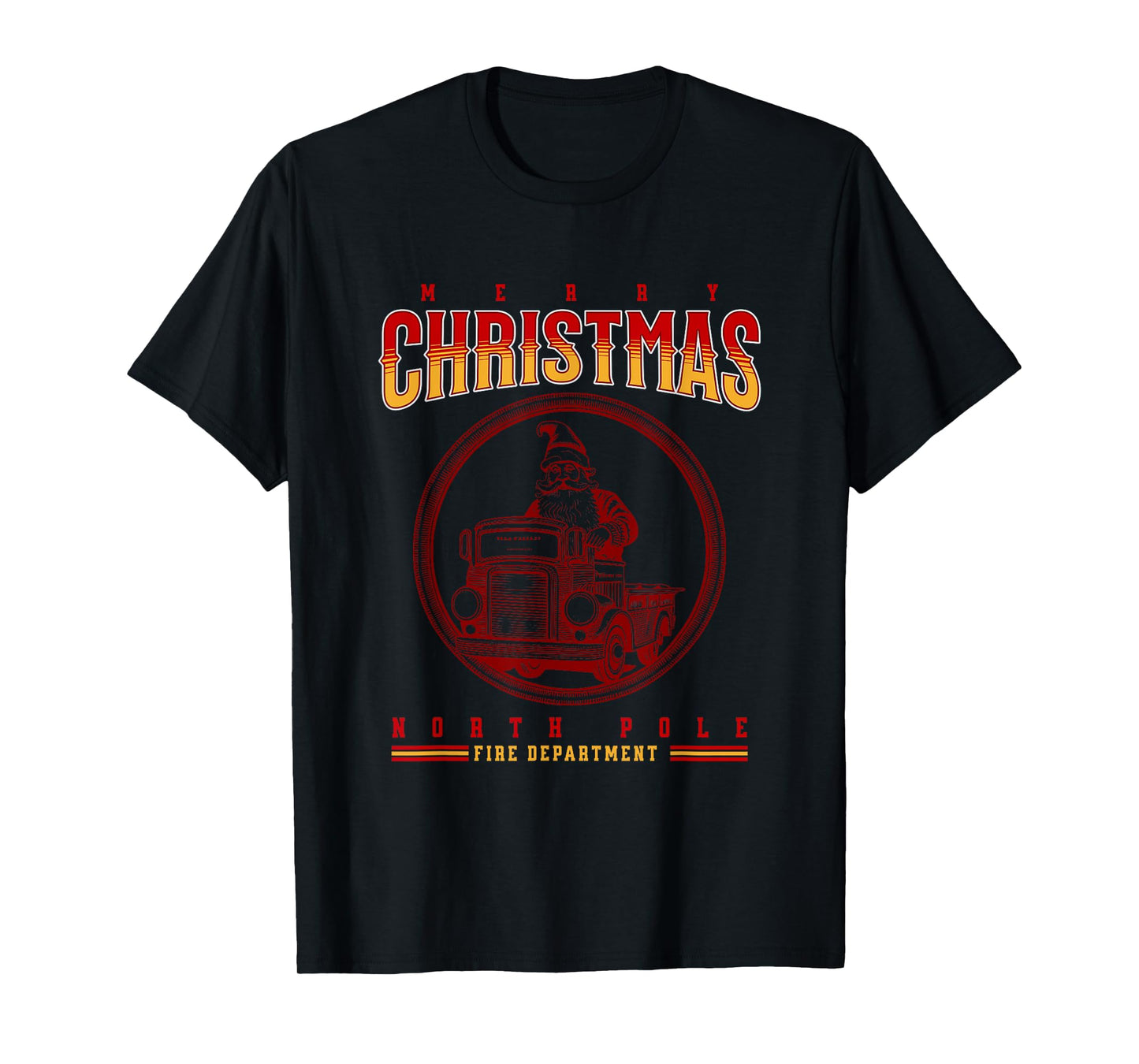 Christmas Firefighter Santa, North Pole Fire Department T-Shirt