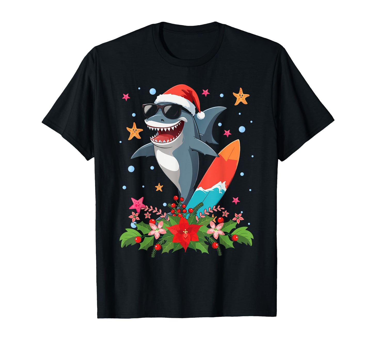 Funny Shark Hawaiian Summer Surfing Shark Christmas in July Men Women Kids T-Shirt