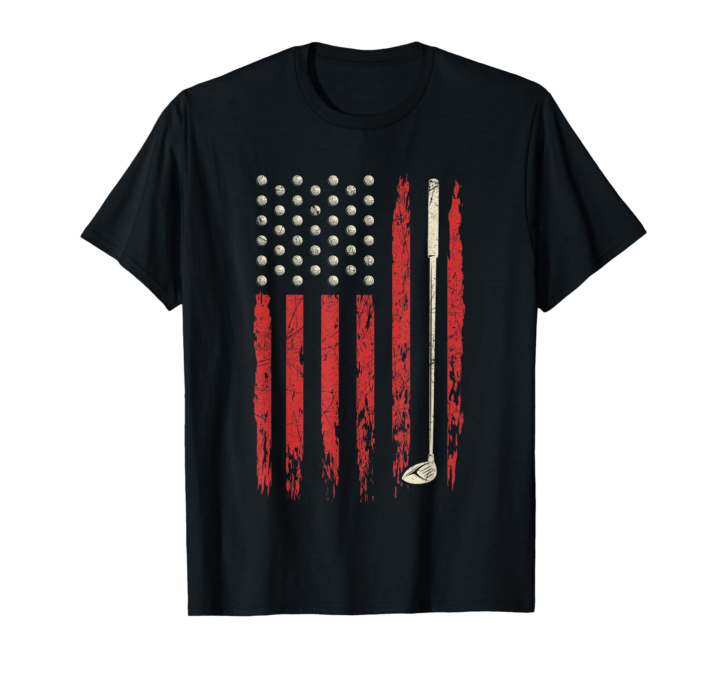 Patriotic American Flag Golf Vintage USA Flag Golfer Men T-Shirt
