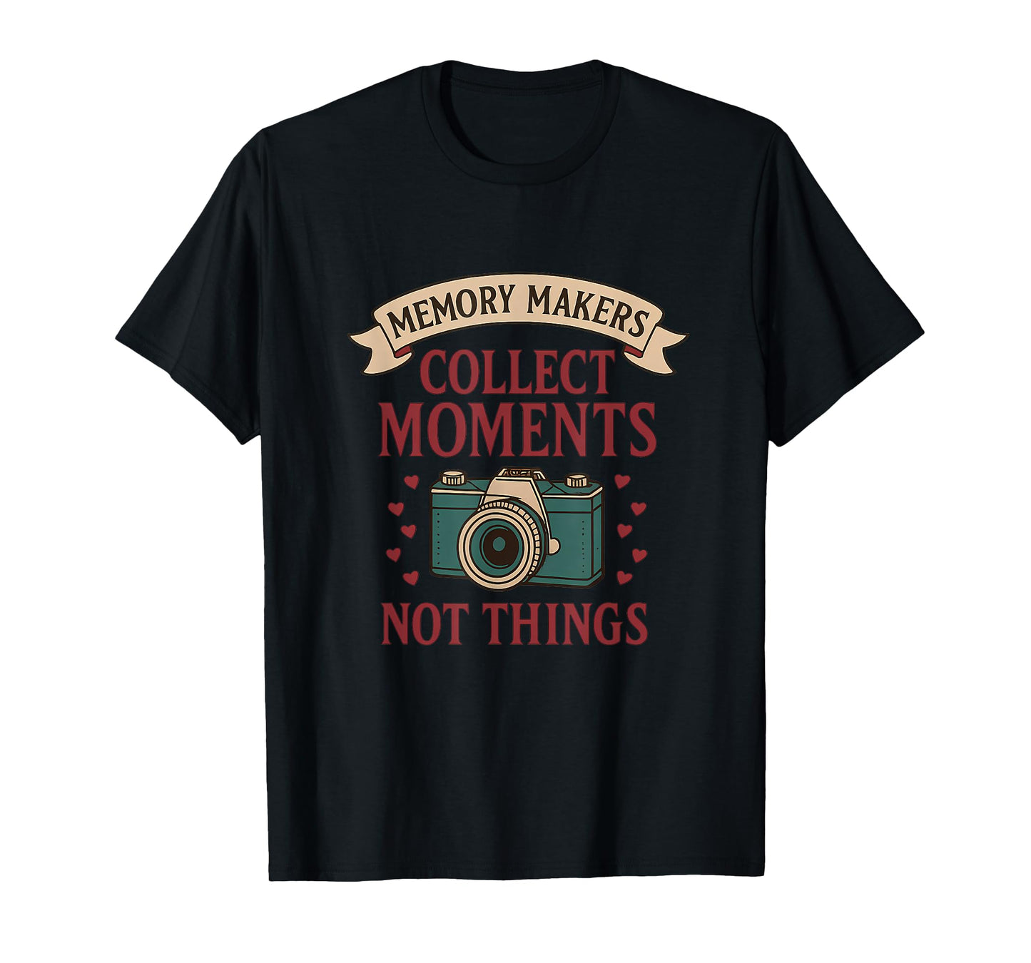 Collect Moments Not Things Vintage Camera Heart Graphic T-Shirt