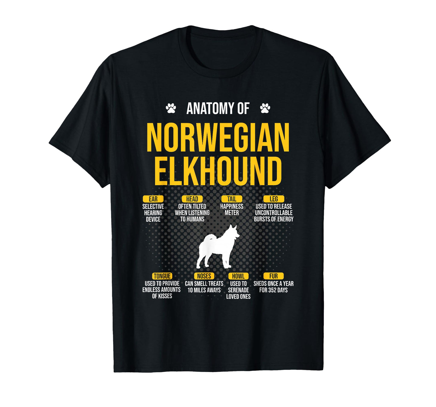 Anatomy Of Norwegian Elkhound Dog Lover T-Shirt for Men Women