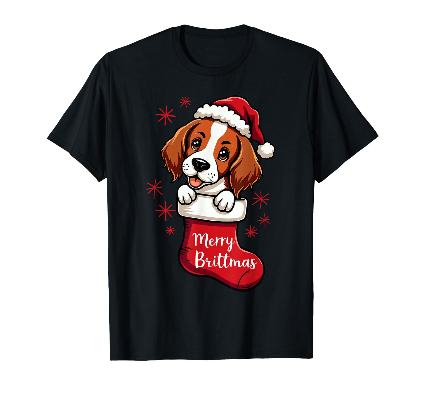 Brittany spaniel Dog Christmas 2024 Funny T-Shirt