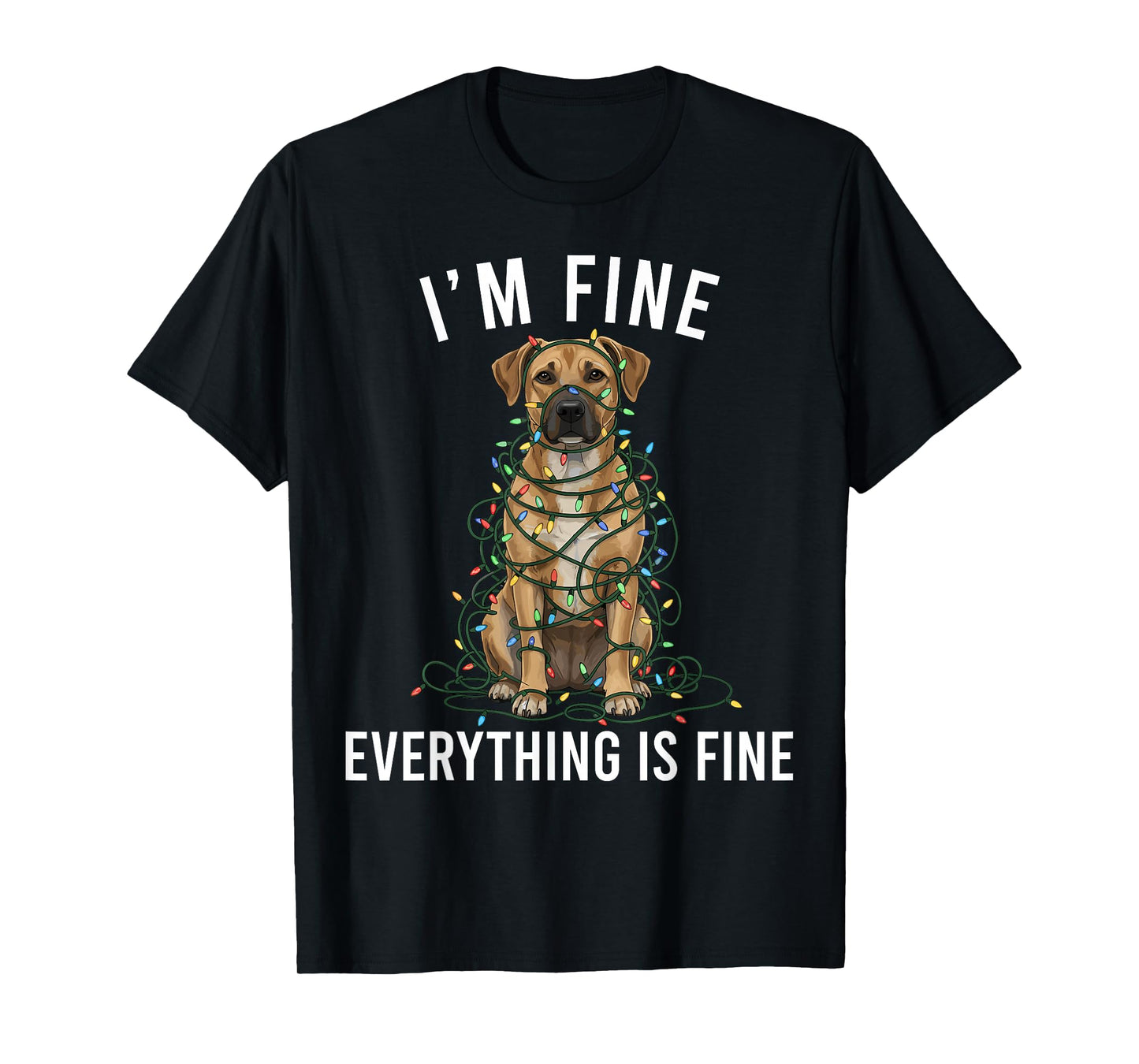 Black Mouth Cur Christmas I'm Fine Everything is Fine T-Shirt