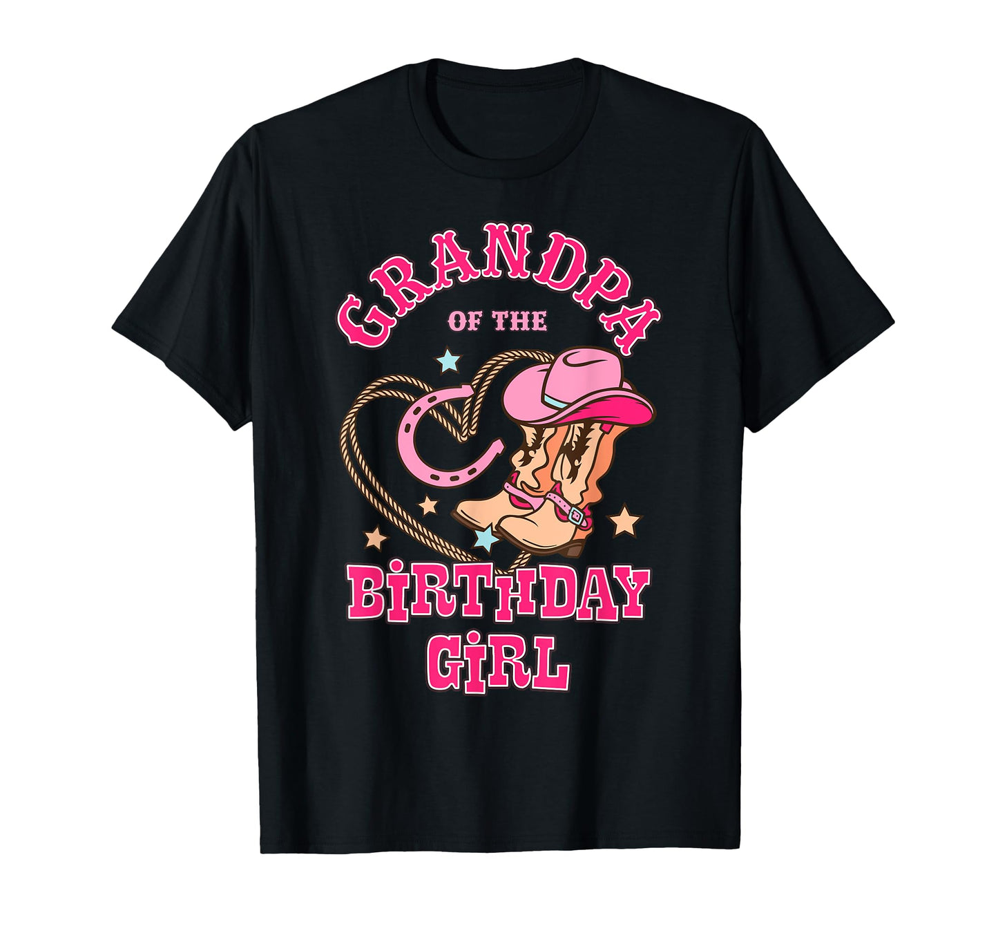 Grandpa Of the Birthday Girl Pink CowGirl Western Rodeo T-Shirt