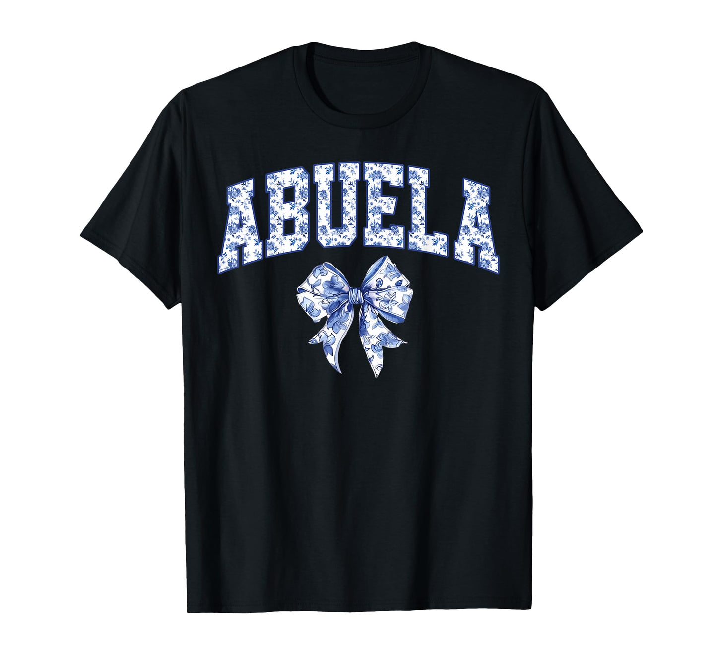 Abuela Coquette Toile Blue Bow Floral Family Matching T-Shirt
