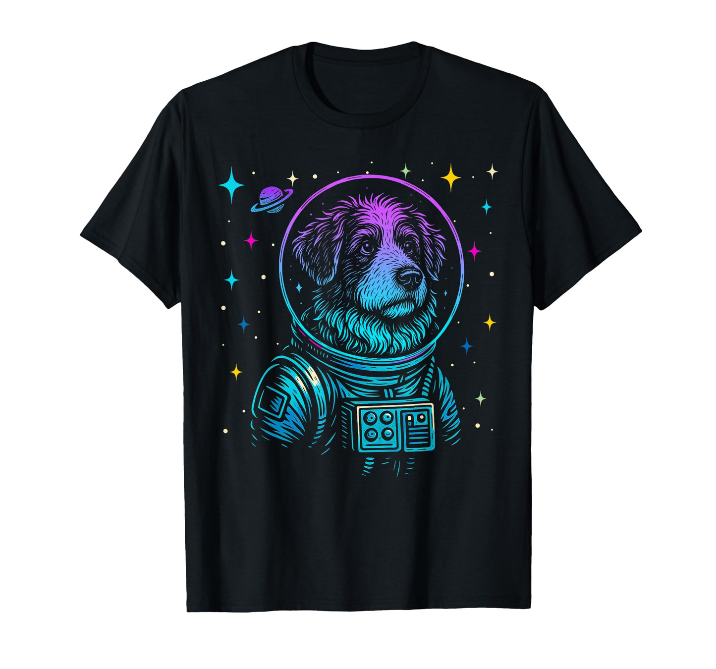 Colorful Astronaut Bernedoodle Space Galaxy Dog Lovers T-Shirt