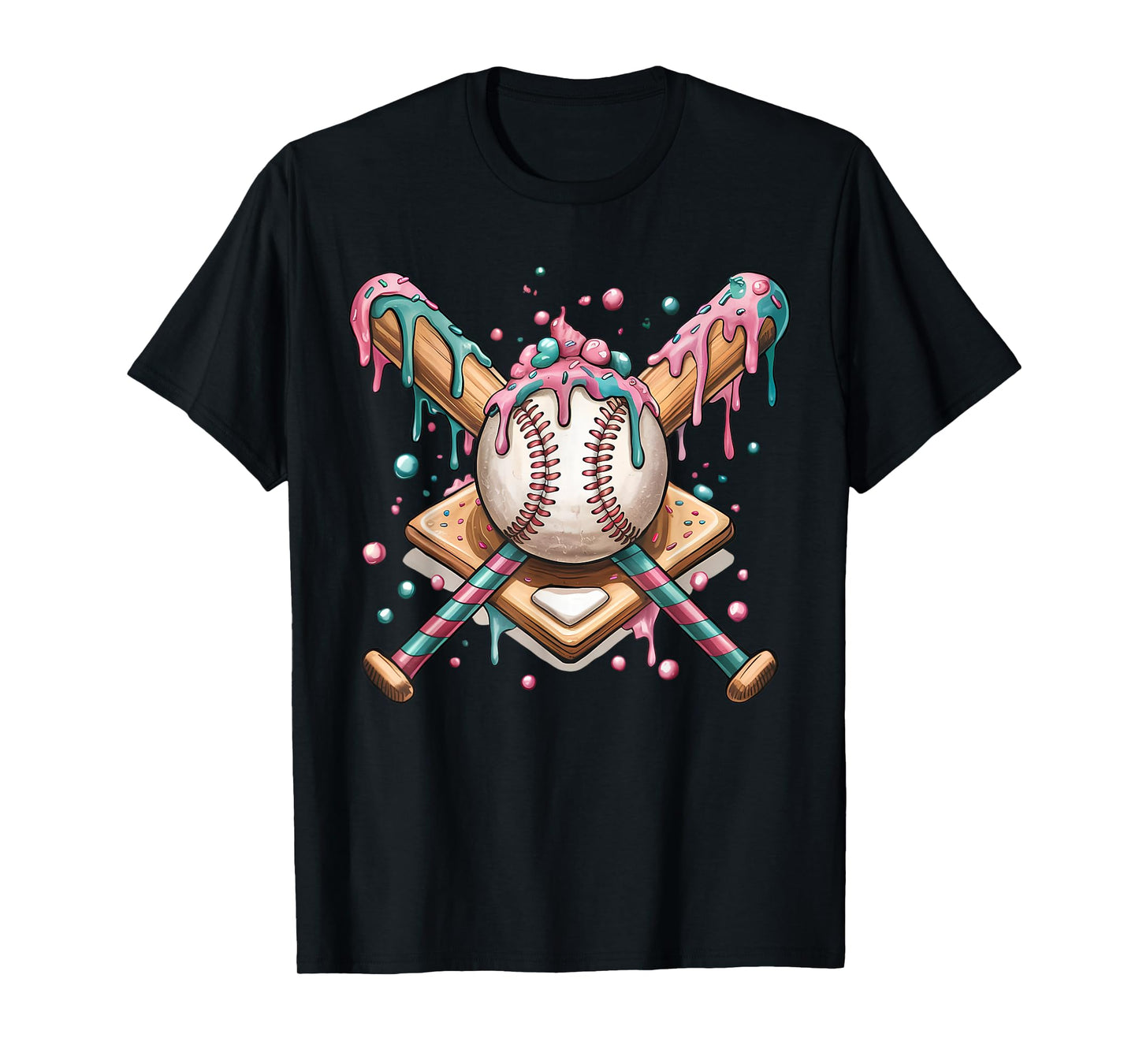 Cool Sport Baseball Home Plate Drip With Sprinkles Drip T-Shirt