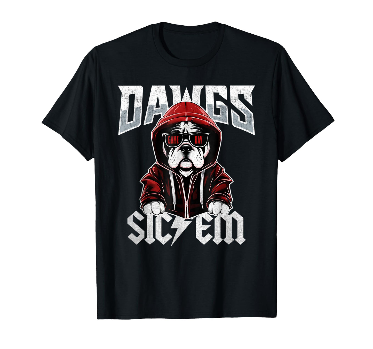 Sic Em Bulldog Distressed - Dawgs Bulldog Spirit Evergreen T-Shirt