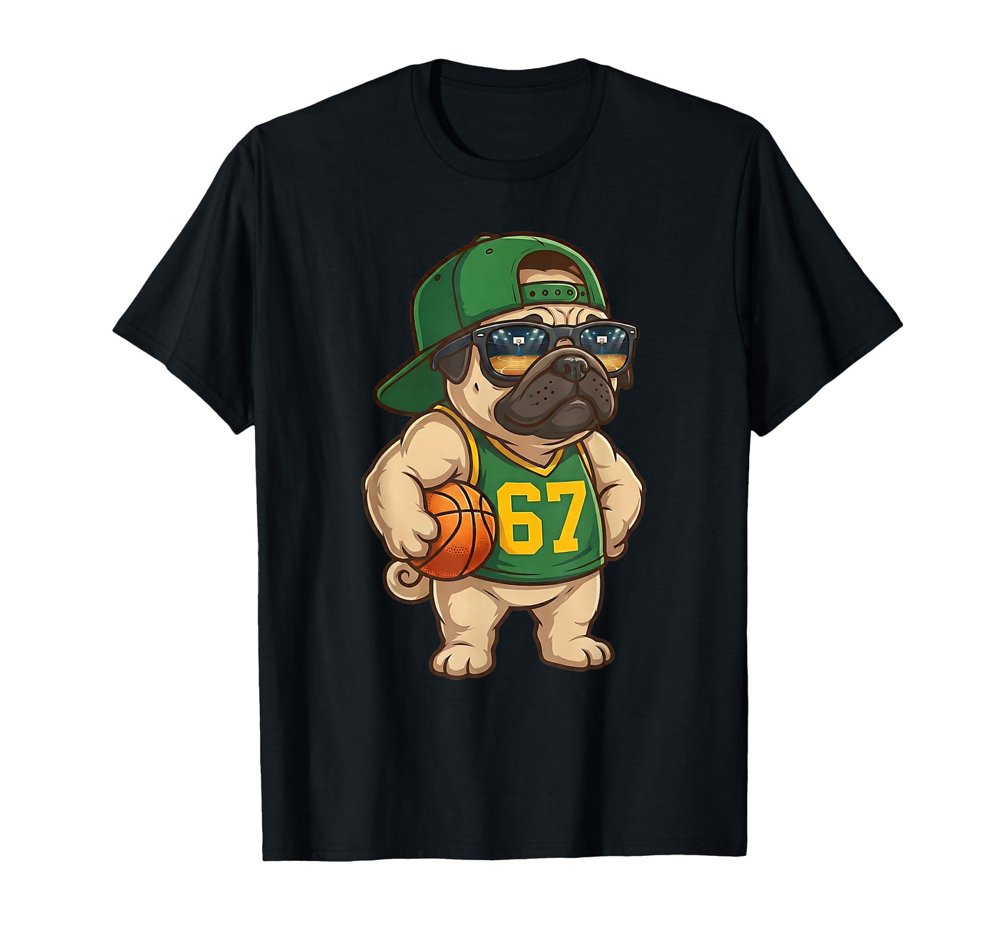 Pug Basketball Dog 67 Gen Alpha Slang Sports Men Boys Kids T-Shirt
