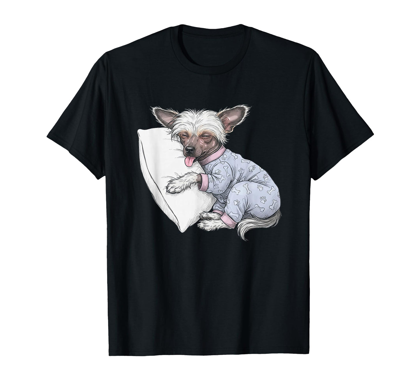Funny Sleepy Chinese Crested Dog Pajama Women And Girls T-Shirt