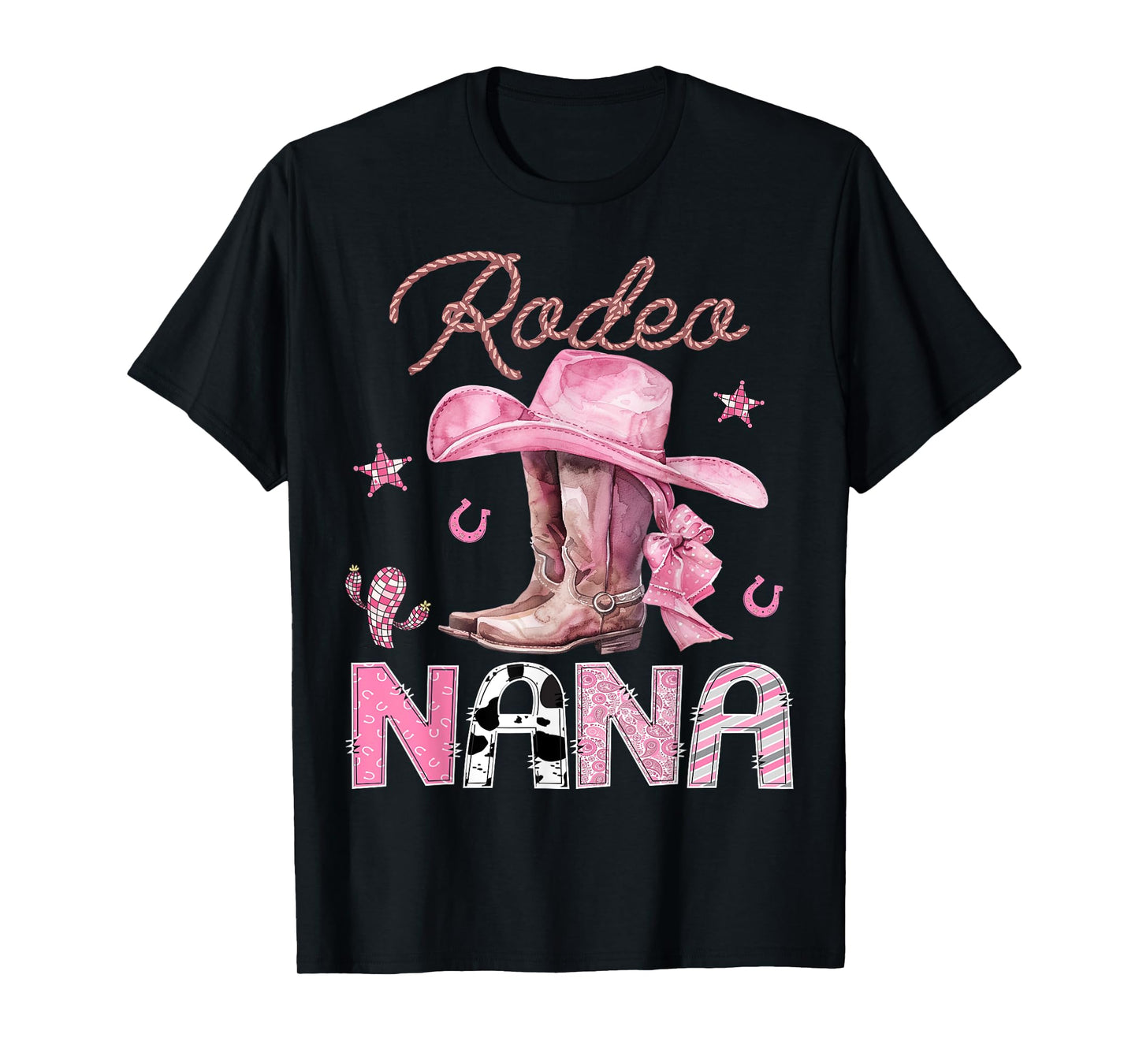 Rodeo Nana Pink Boots Coquette CowGirl Birthday Party T-Shirt