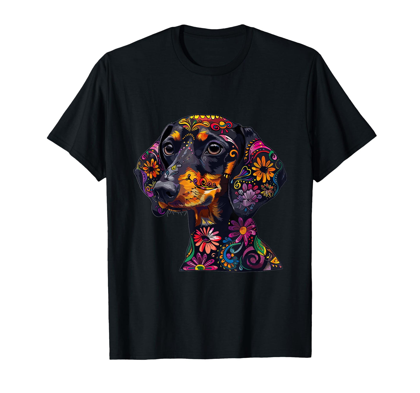 Dachshund Sugar Skull Dia De Los Muertos Graphic T-Shirt