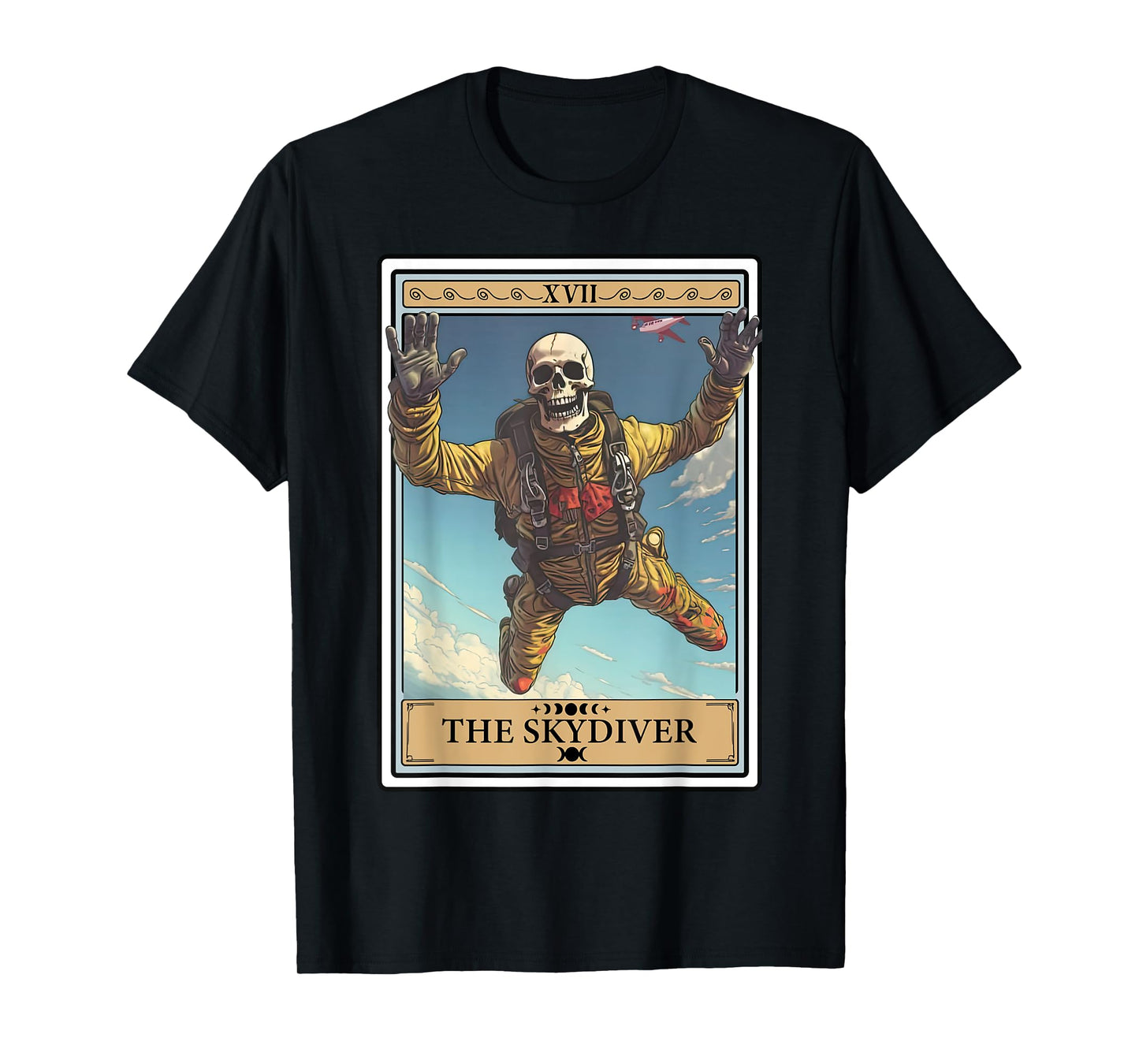 Skydiver Skydiving Tarot Card Skeleton Parachuting Funny T-Shirt