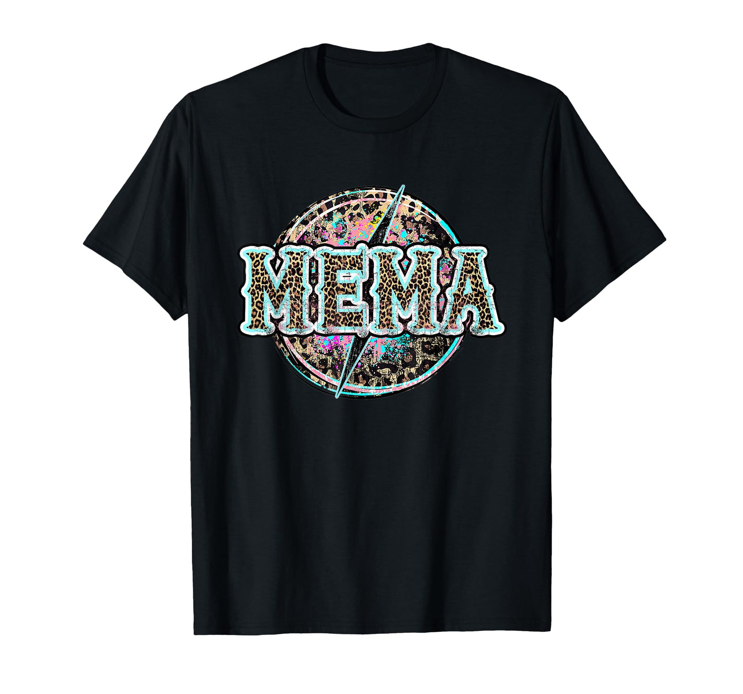 Mema Lightning Bolt Leopard Cheetah Print Western T-Shirt