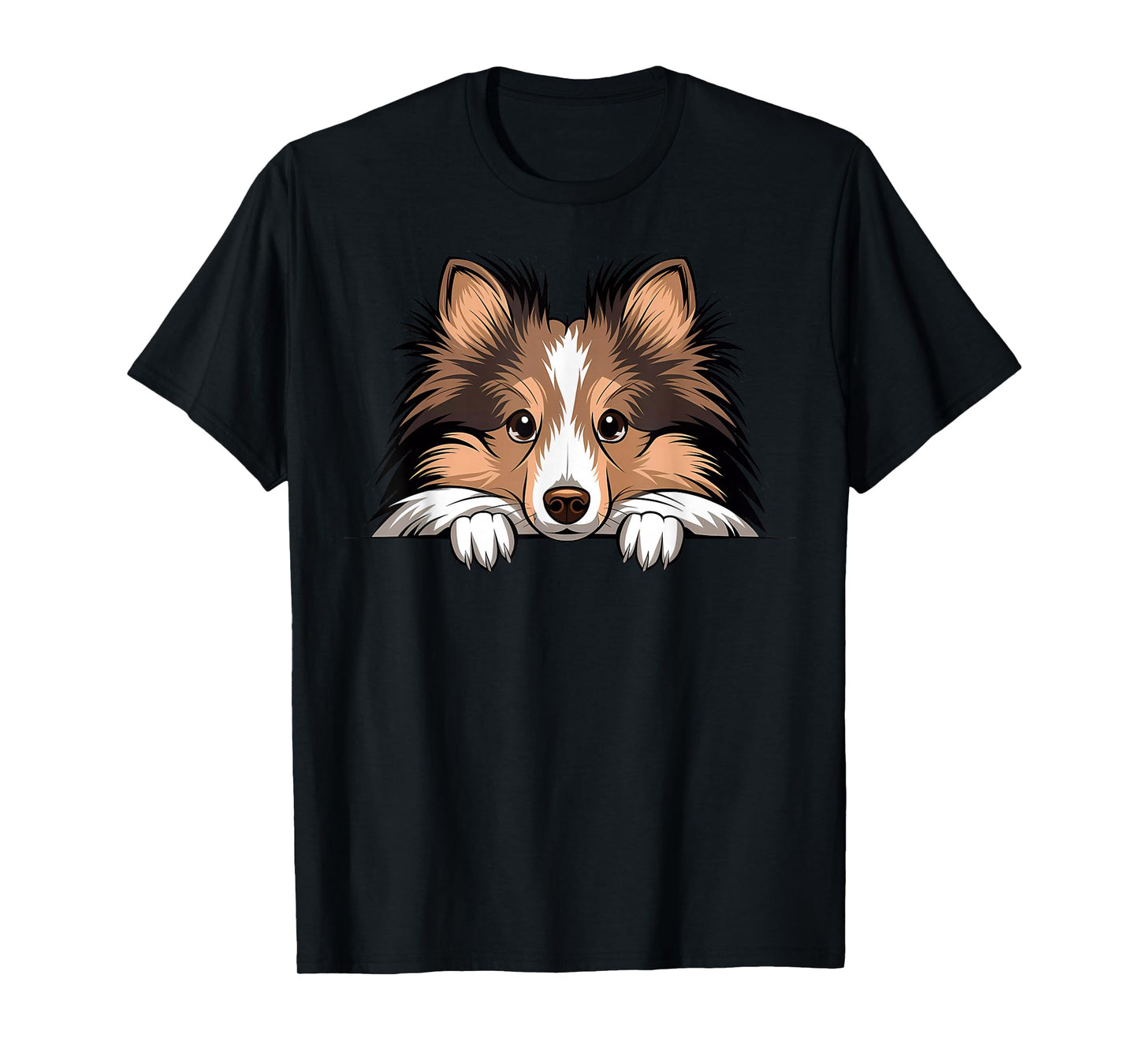 Shetland Sheepdog Cute Peeking Puppy Funny Sheltie Dog Lover T-Shirt