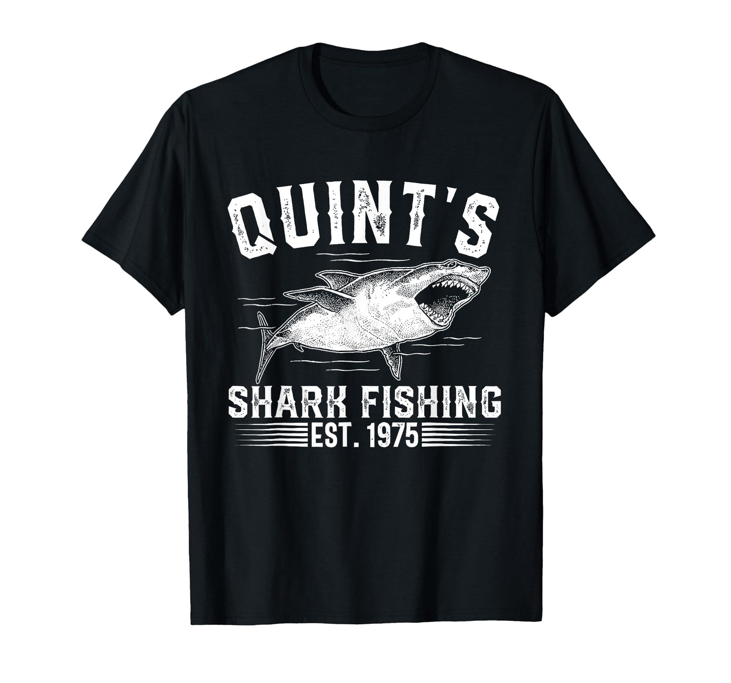 Vintage Quint's Shark Fishing 1975 Retro Fishing Day T-Shirt