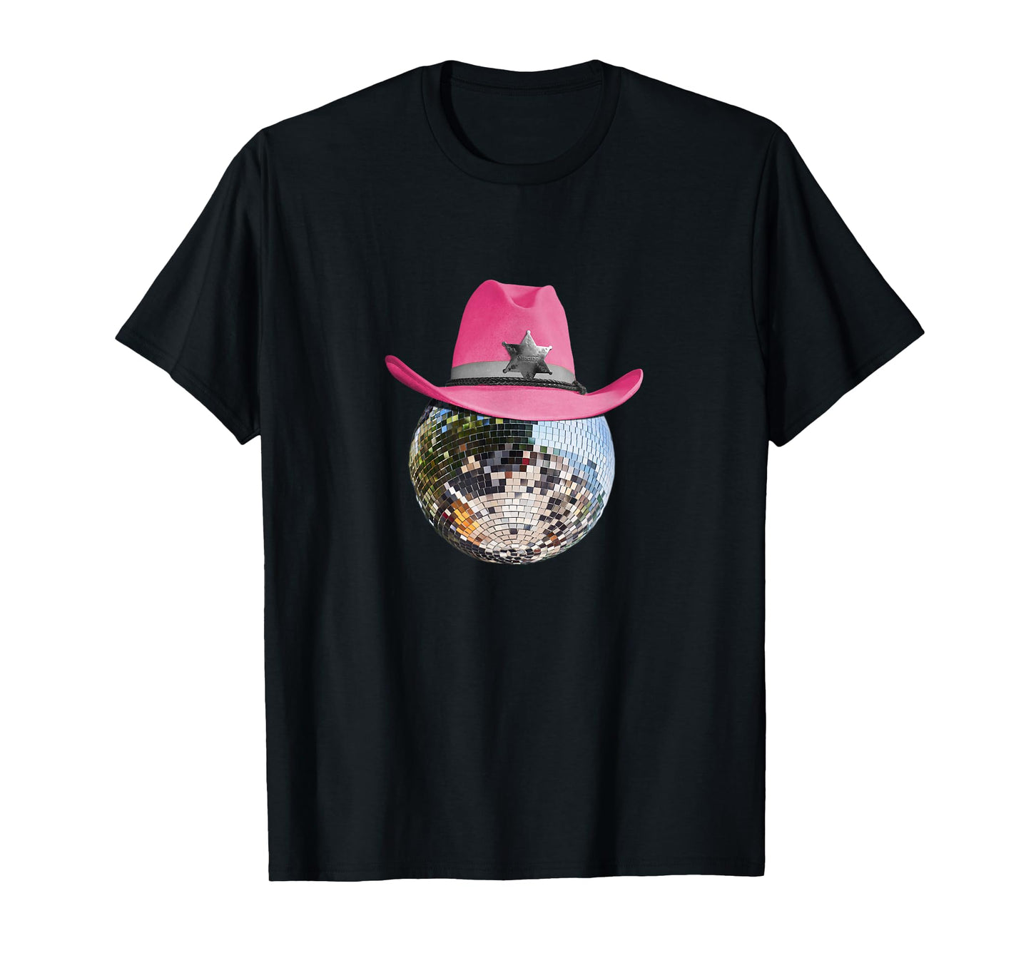 Retro Style Pink Cowboy Hat Club Disco Ball T-Shirt