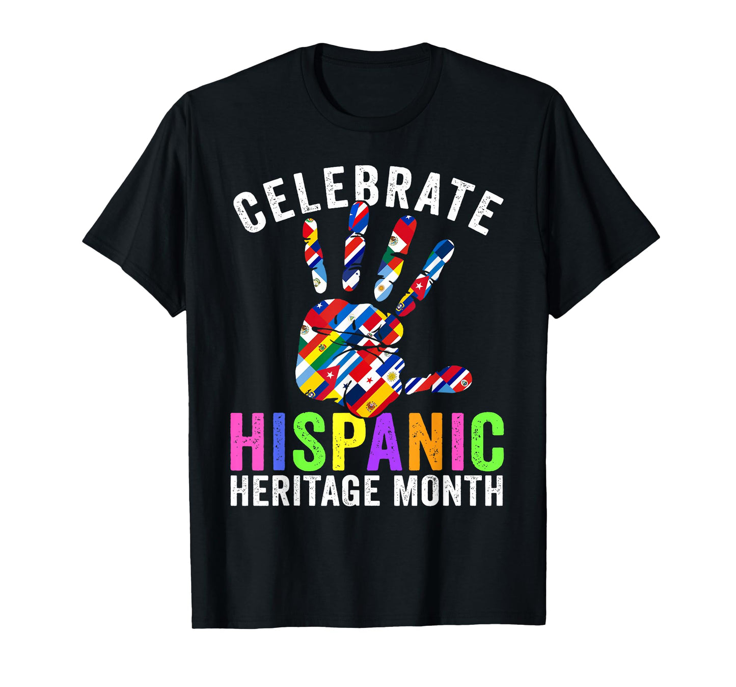 Celebrate Hispanic Heritage Month All Countries Heart Hands T-Shirt