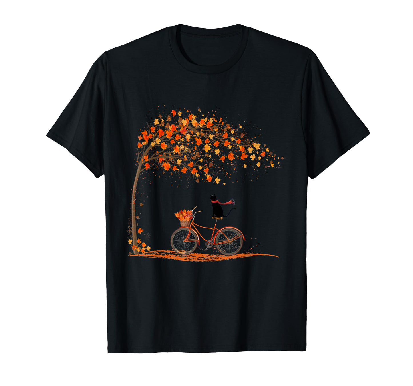 Black Cat Autumn Cozy Fall Vibes Top Thanksgiving Cat T-Shirt