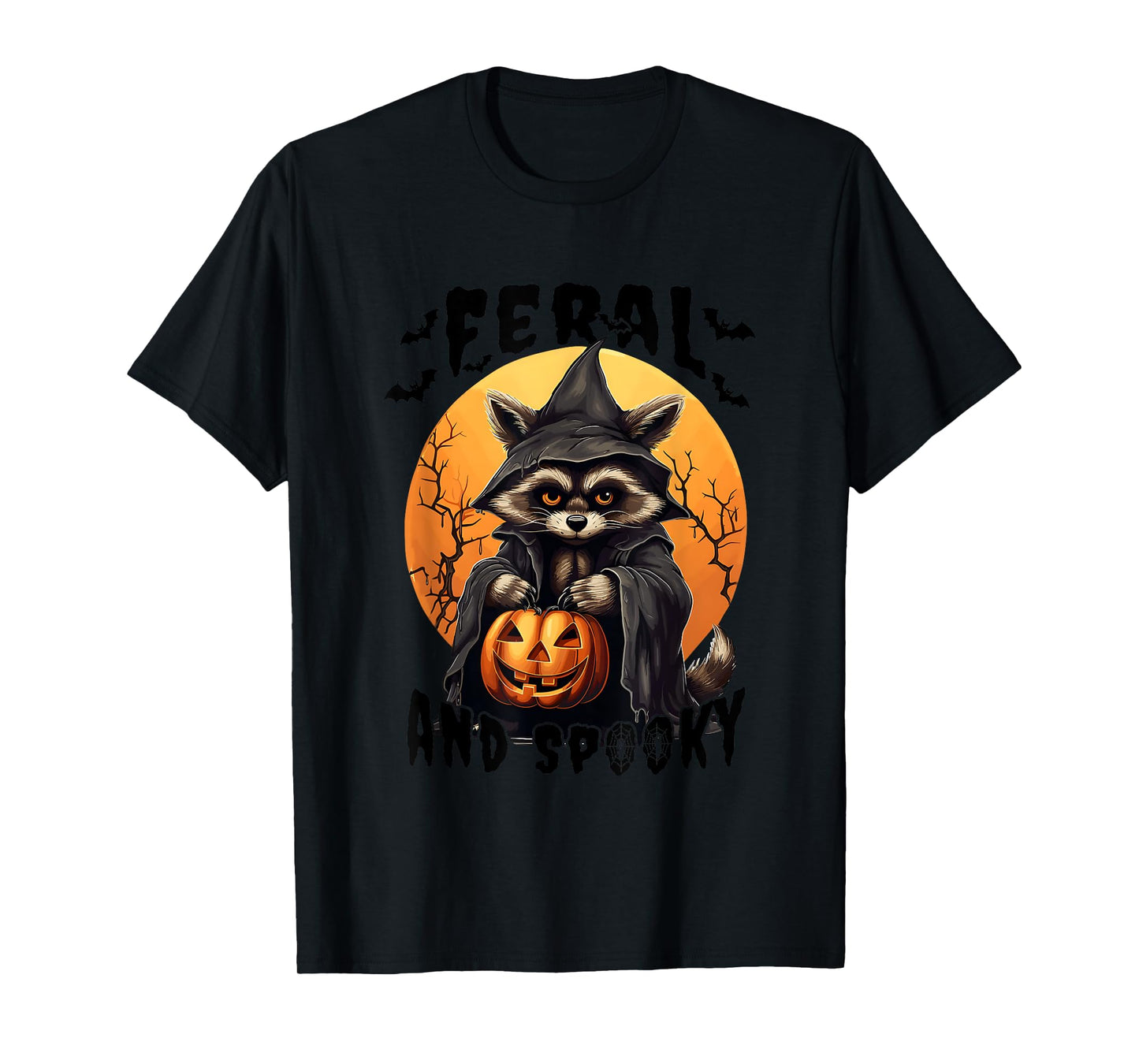 Funny Feral and Spooky Cute Raccoon Halloween For Women Men T-Shirt