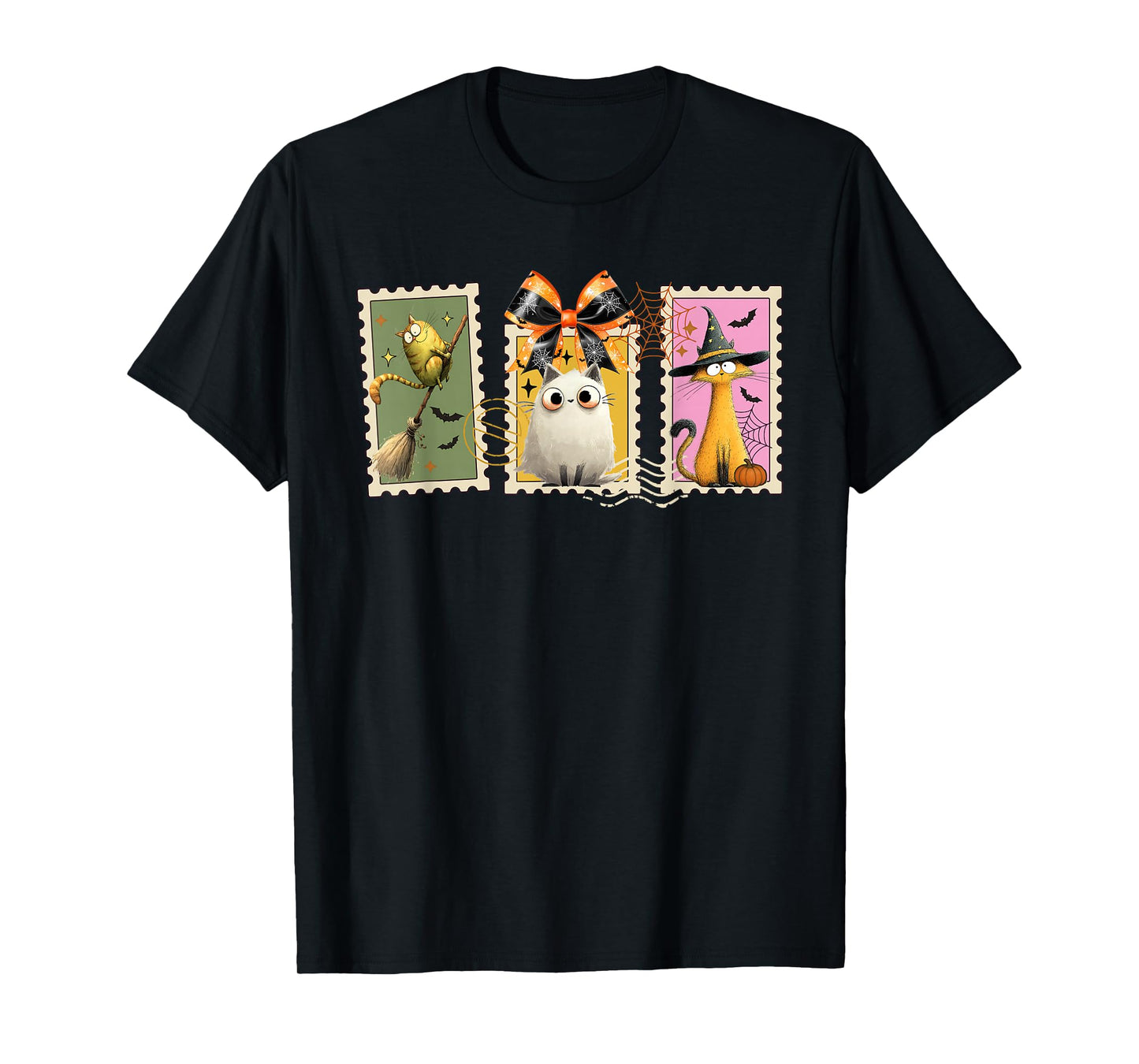 Funny Witch Salem Black Cats 1692 Halloween Postage Stamp T-Shirt