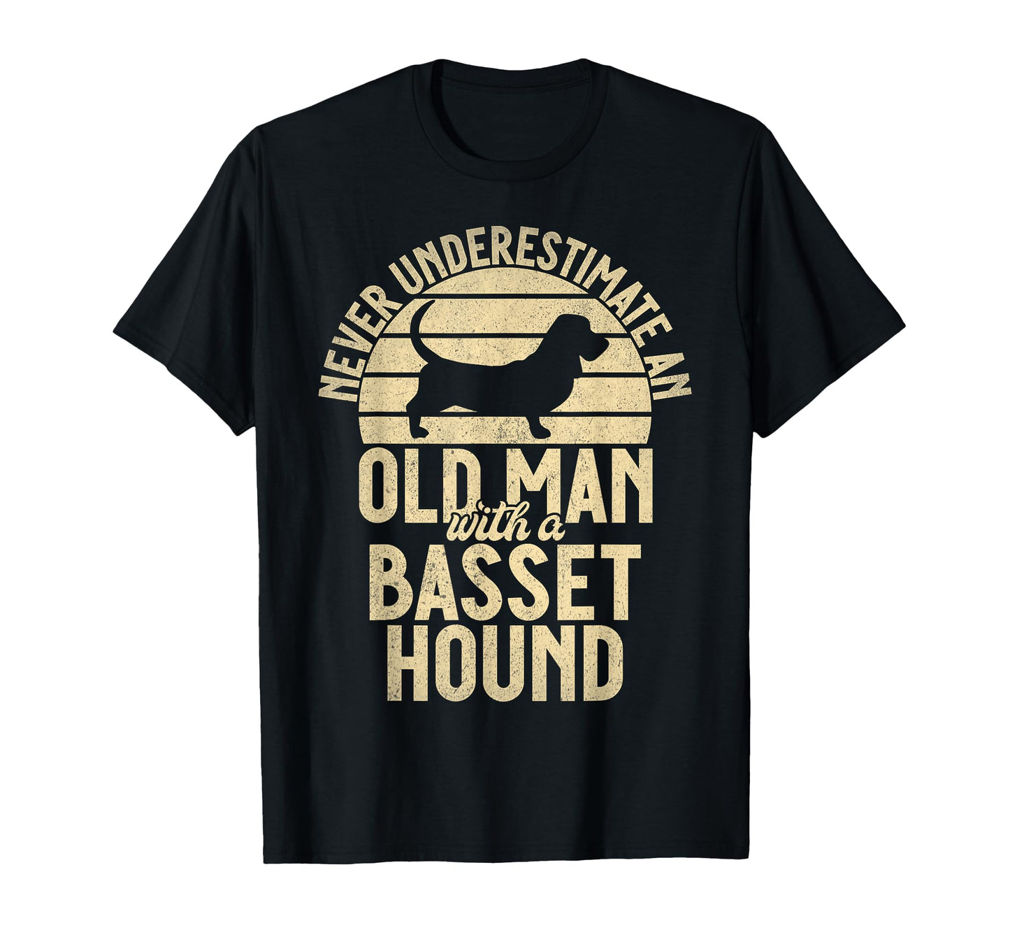 Never underestimate an old Man with a Basset Hound T-Shirt