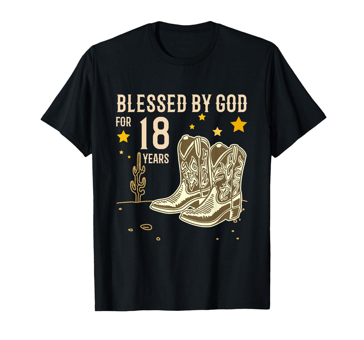 Vintage Blessed by God for 18 Years Cowboy 18th Birthday Boy T-Shirt