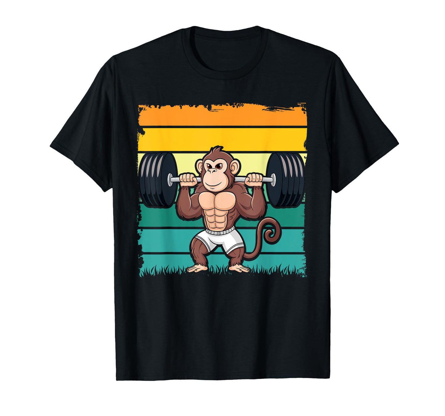 Cute Muscular Monkey Weightlifting Funny Workout T-Shirt