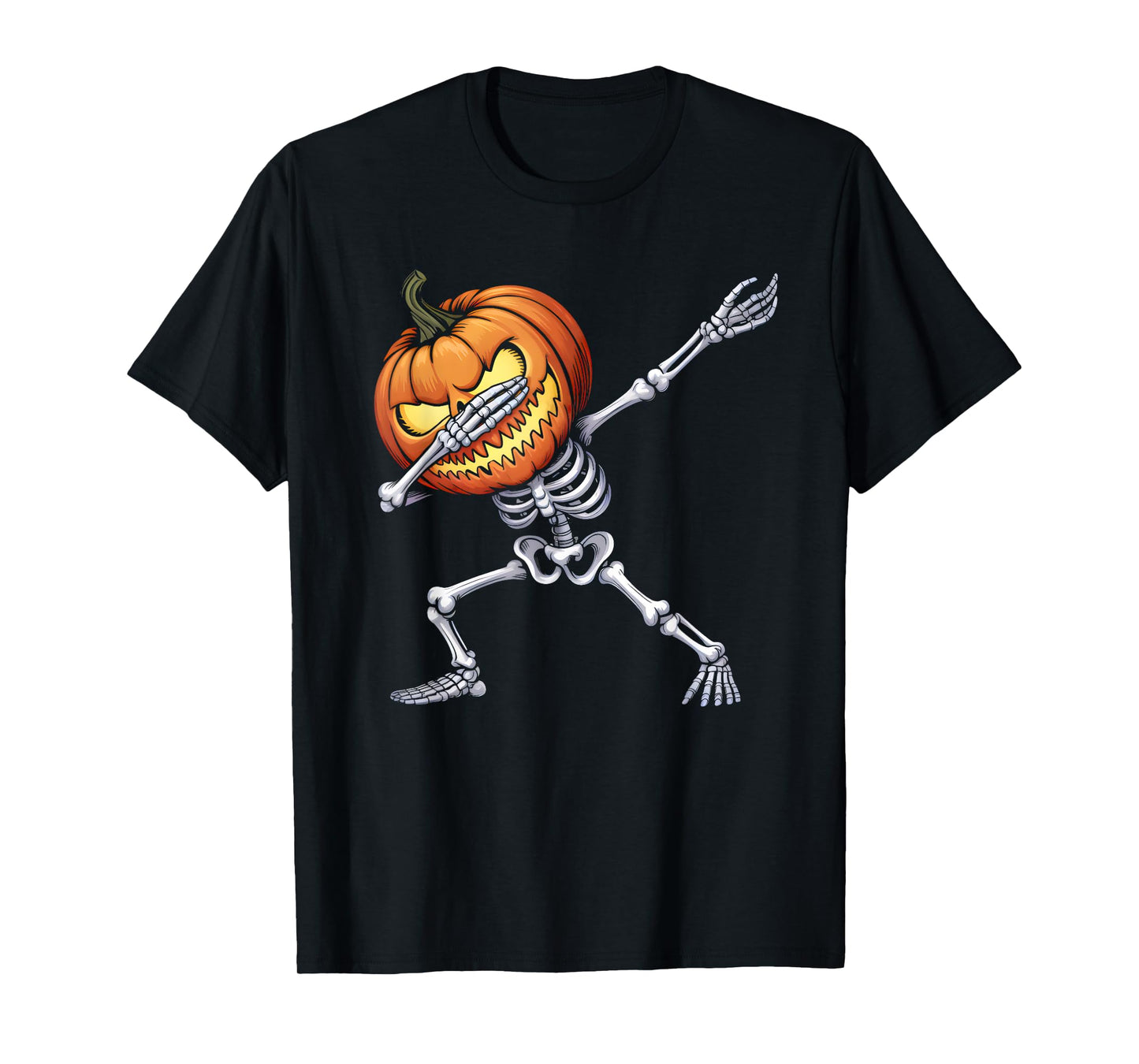 Dabbing Skeleton Halloween Jack O Lantern Pumpkin Boys Men T-Shirt
