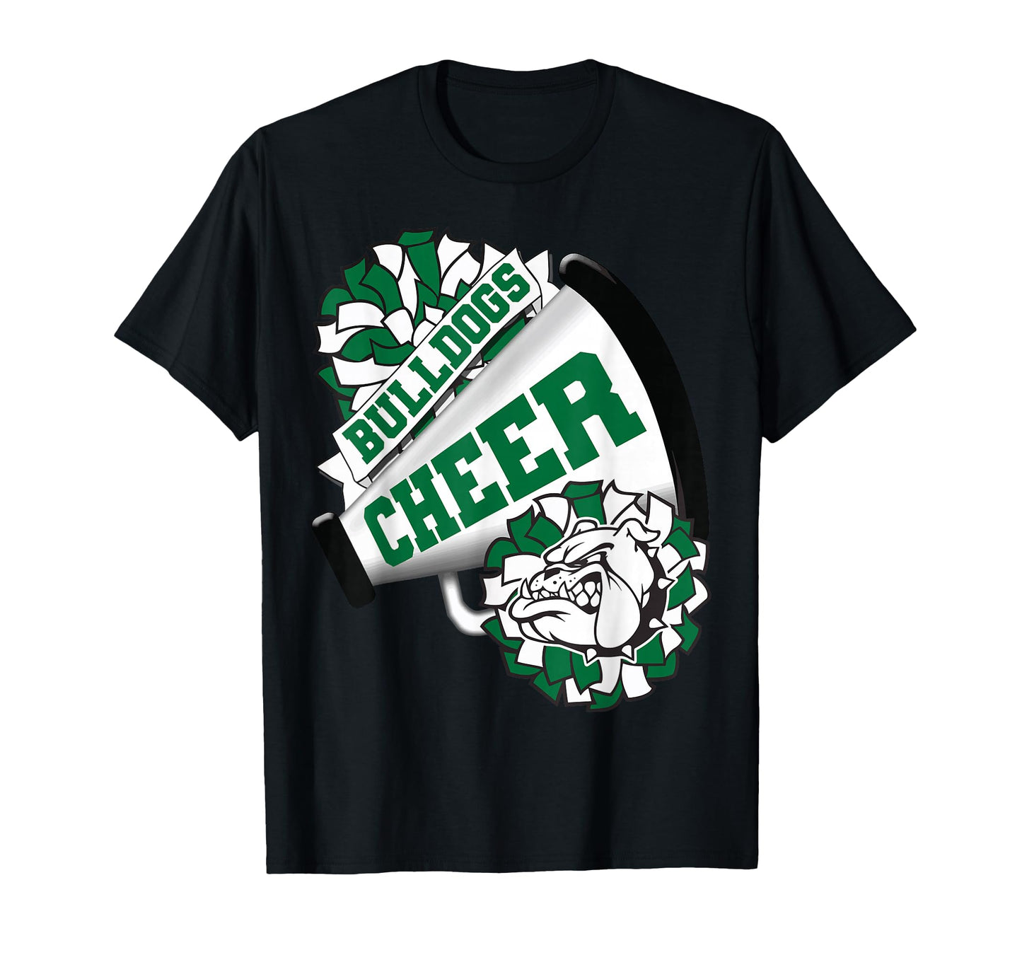 Bulldogs Cheerleading Back to School Cheer Team Spirit Green T-Shirt