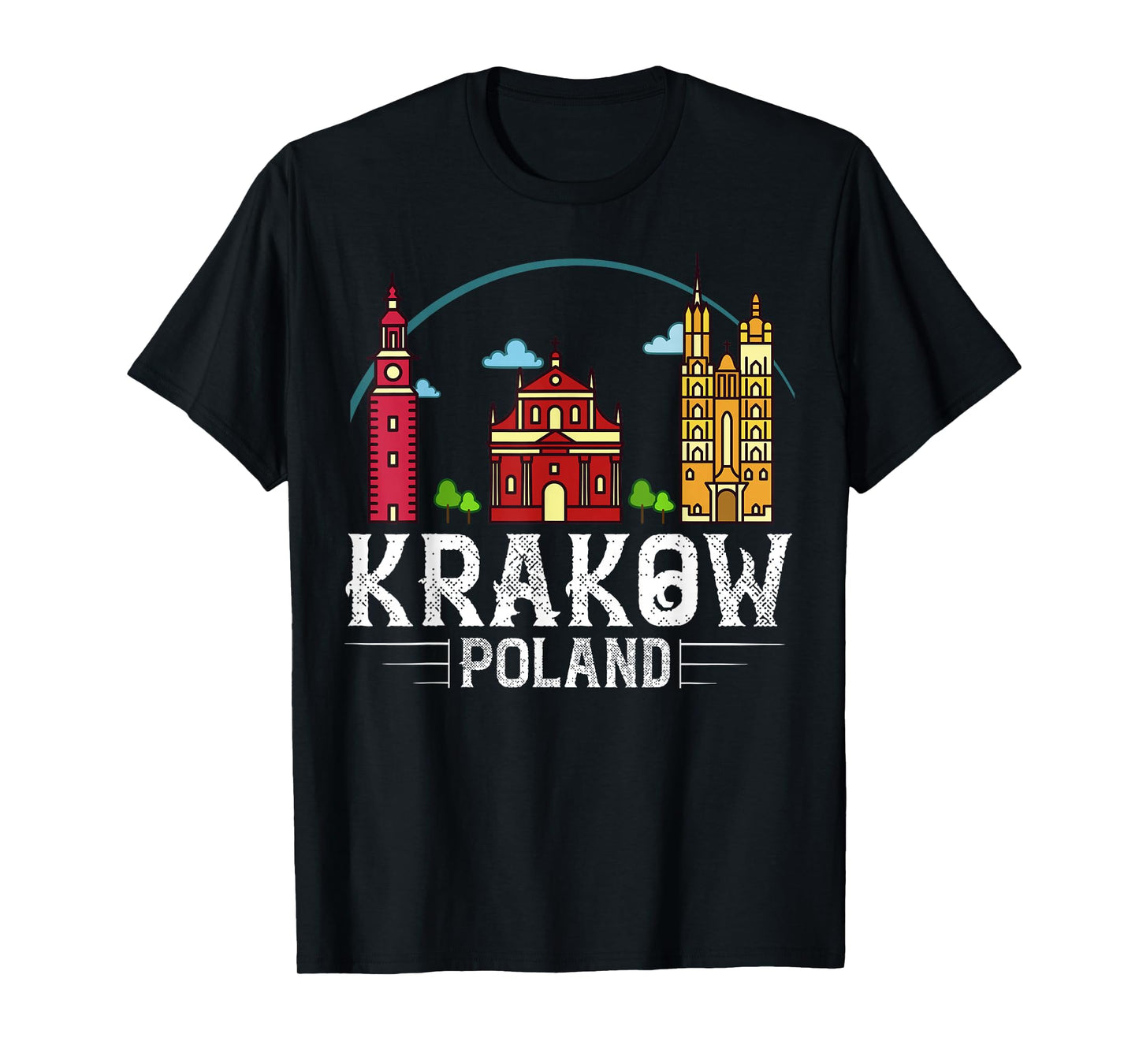 Krakow Poland City Skyline Map Travel T-Shirt