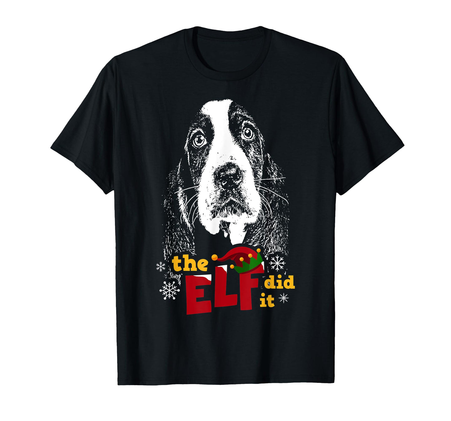 Elf Did it Funny Basset Hound Christmas T-Shirt