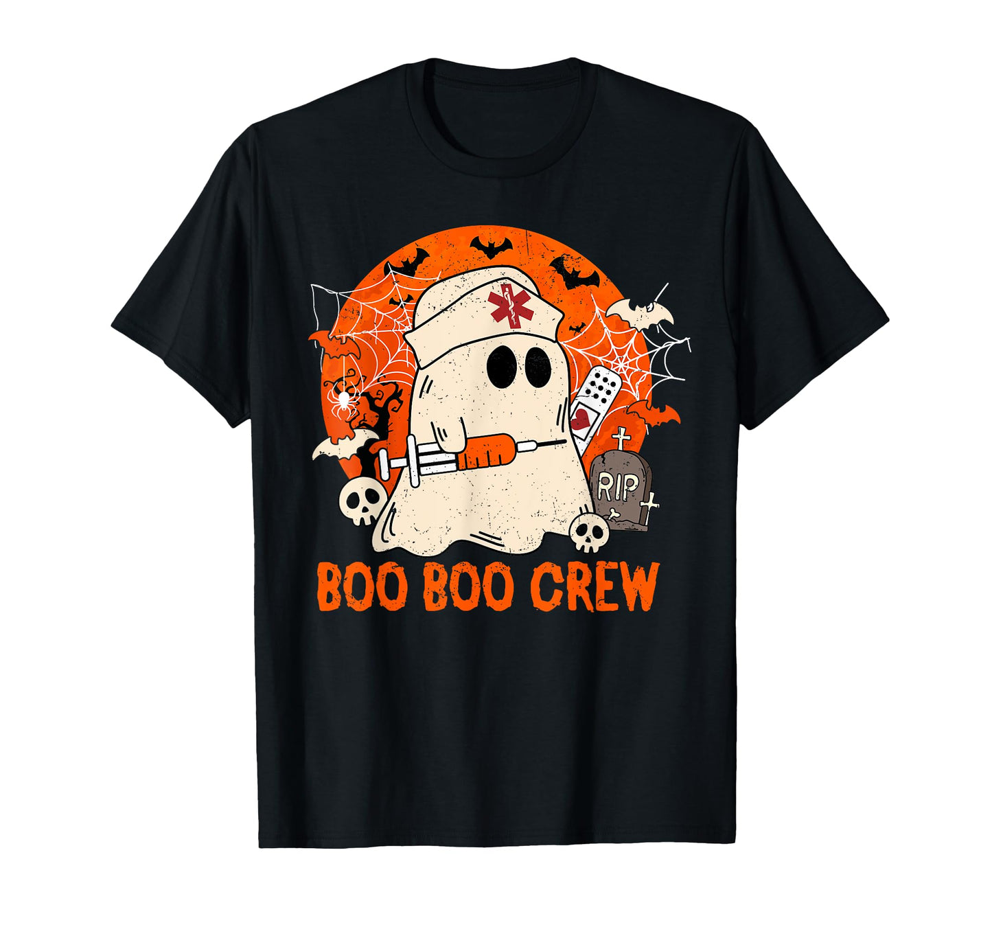 Funny Ghost Boo Boo Crew Halloween Nurse Nursing Girl Women T-Shirt