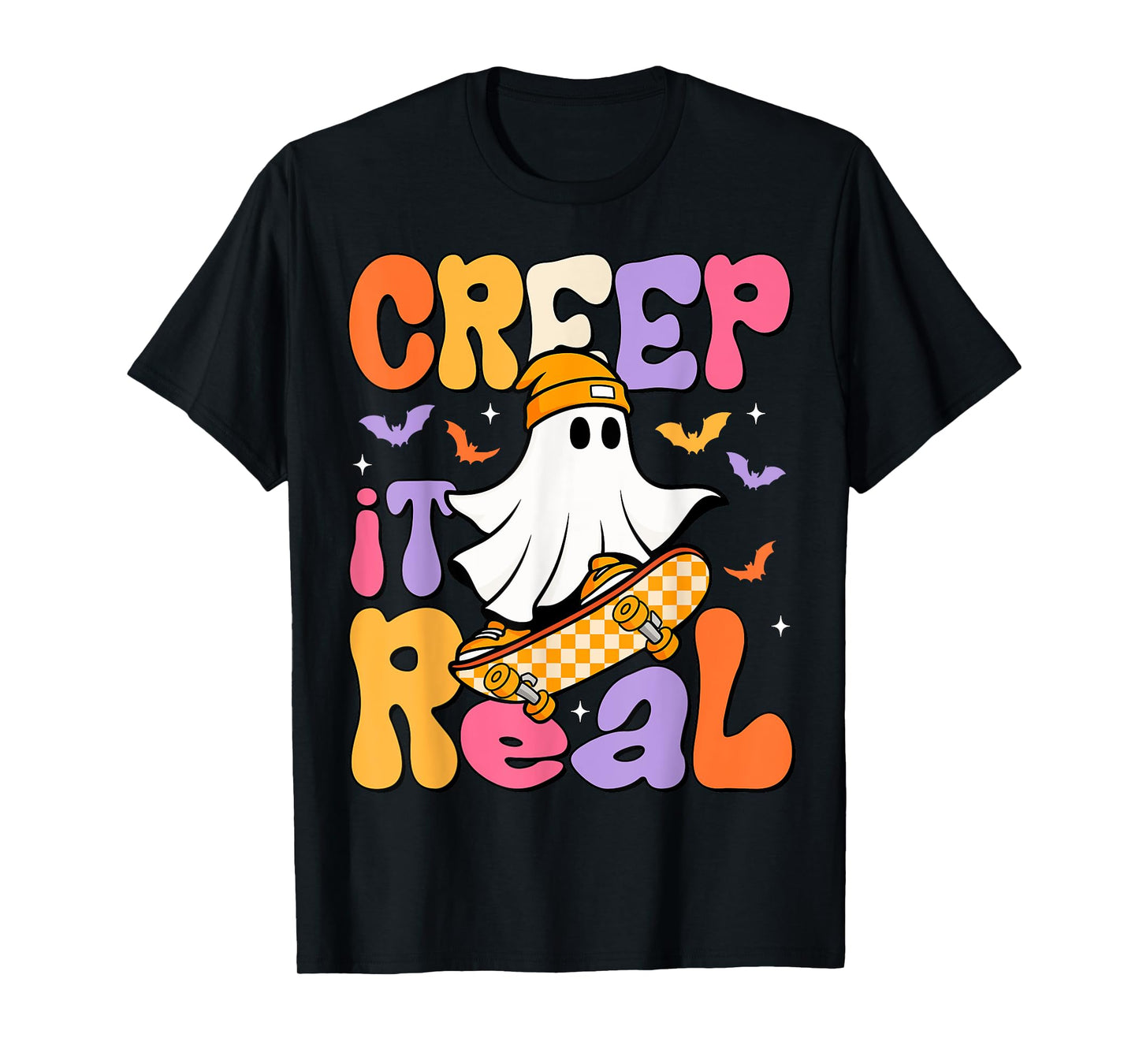 Creep It Real Cool Ghost Halloween Fall Season Men Boy Kids T-Shirt