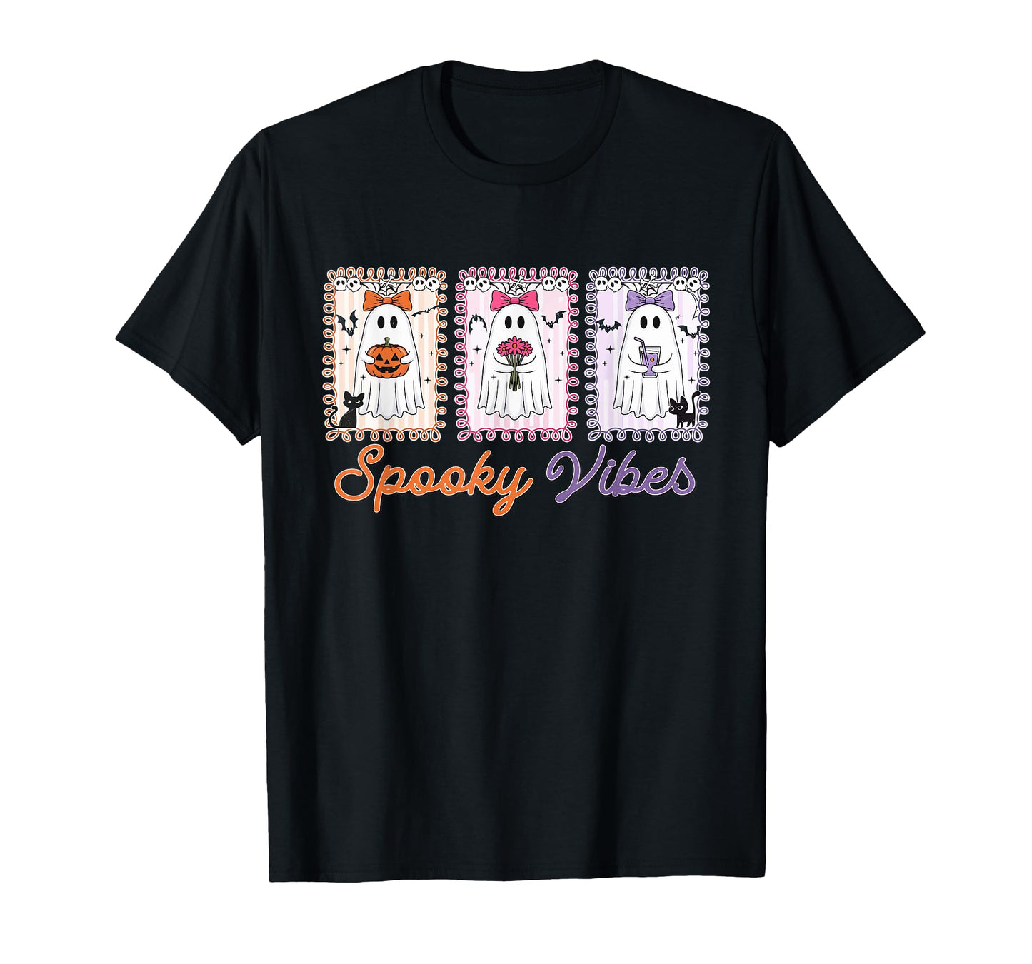 Retro Spooky Vibes Ghost Halloween Ghost Spooky Vibes Womens T-Shirt