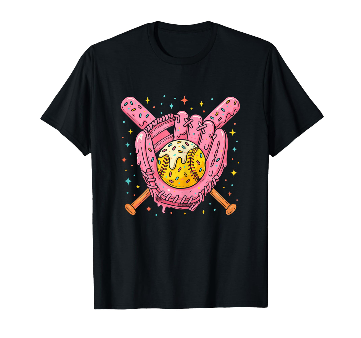 Ice Cream Drip Sprinkle Baseball Softball Glove Drip T-Shirt