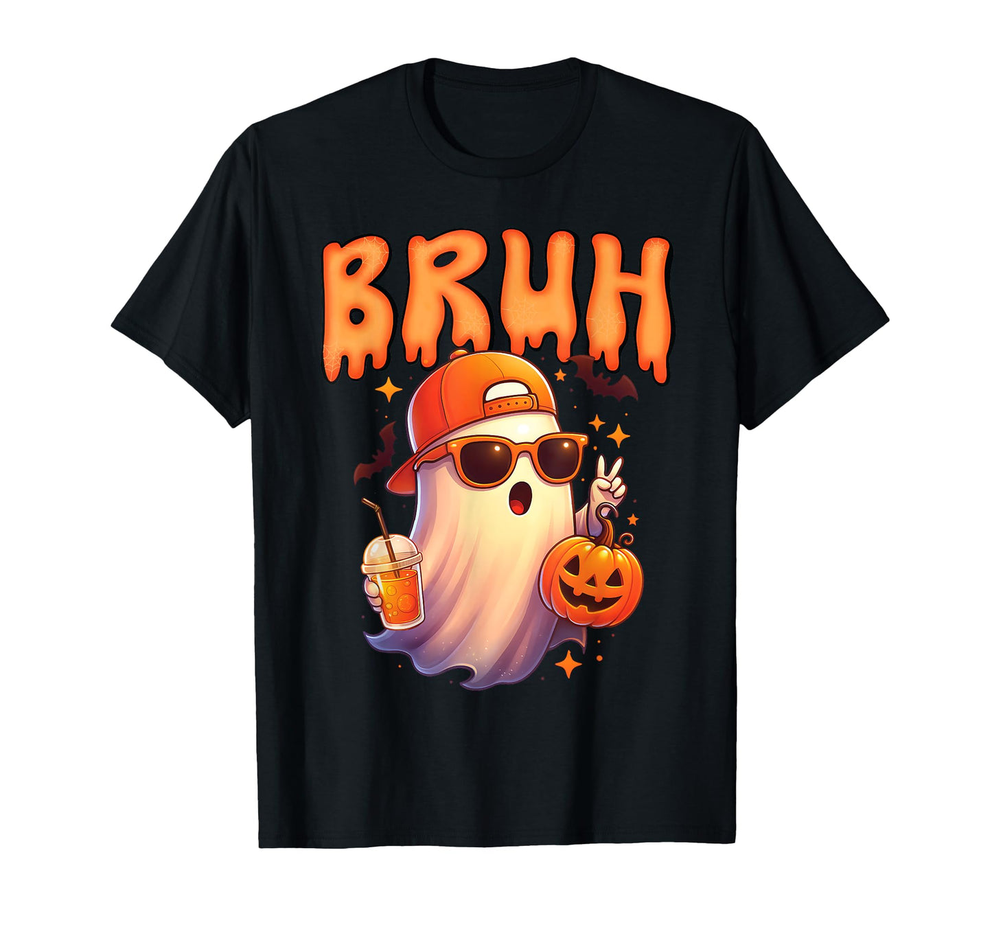 Funny Bruh Meme Spooky Cute Ghost Halloween Kids Toodlers T-Shirt