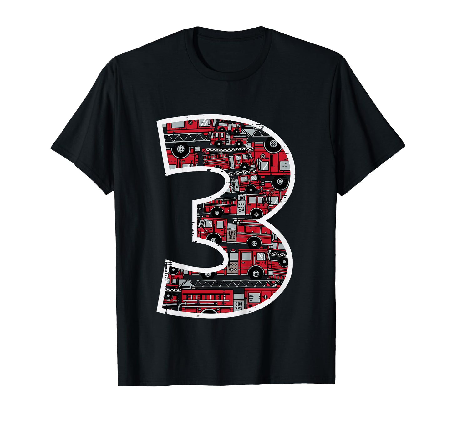 Kids 3rd Birthday 3 Firetrucks Firefighter Fireman Bday Boys Kids T-Shirt