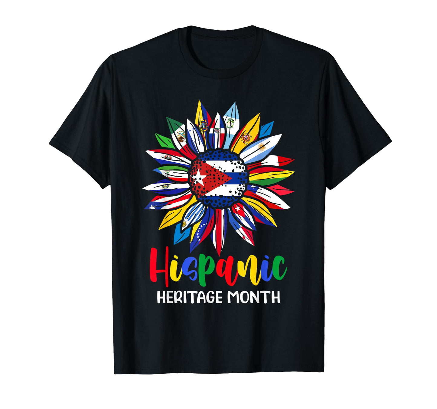 Hispanic Heritage Month Cuba Flag Sunflower Latino Flags T-Shirt