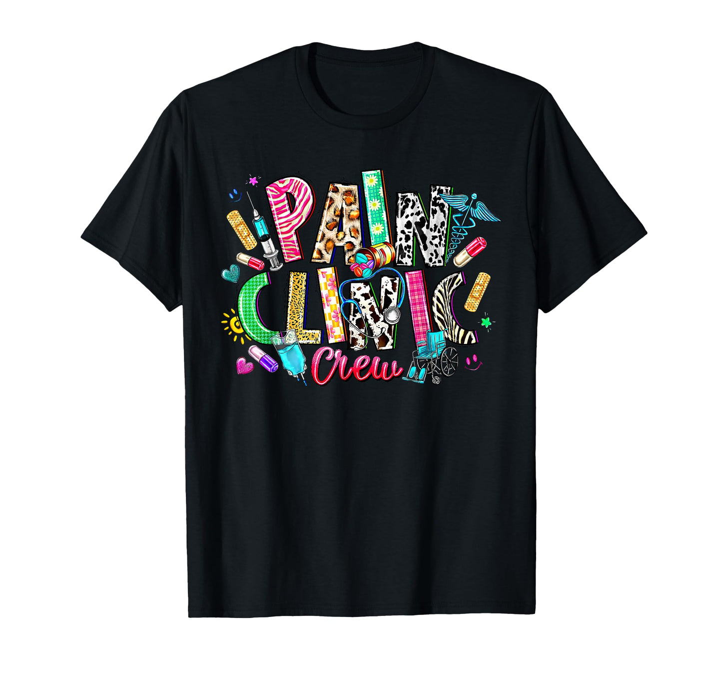 Retro Leopard Pain Clinic Crew Nurse Pain Management Nurse T-Shirt