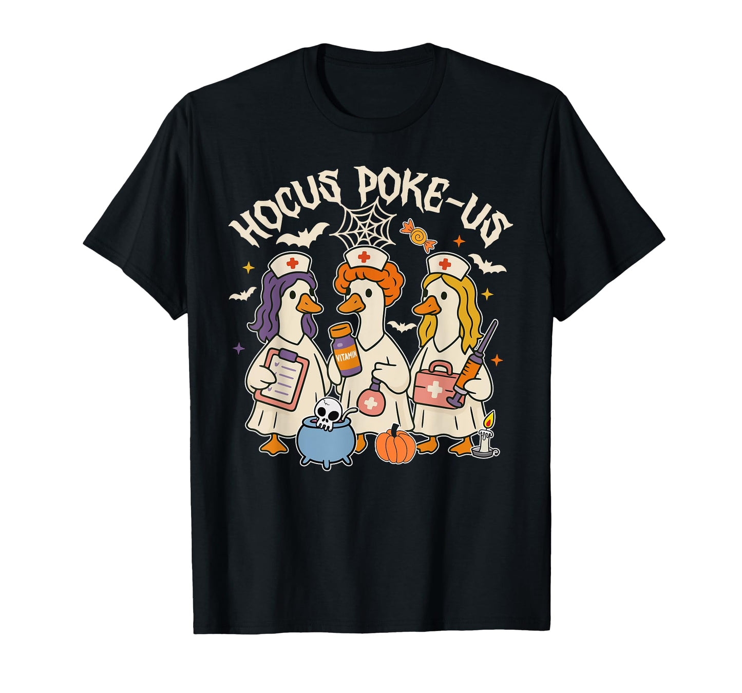 Hocus Poke-us Witch Nurse Halloween Medical Lab Tech Spooky T-Shirt