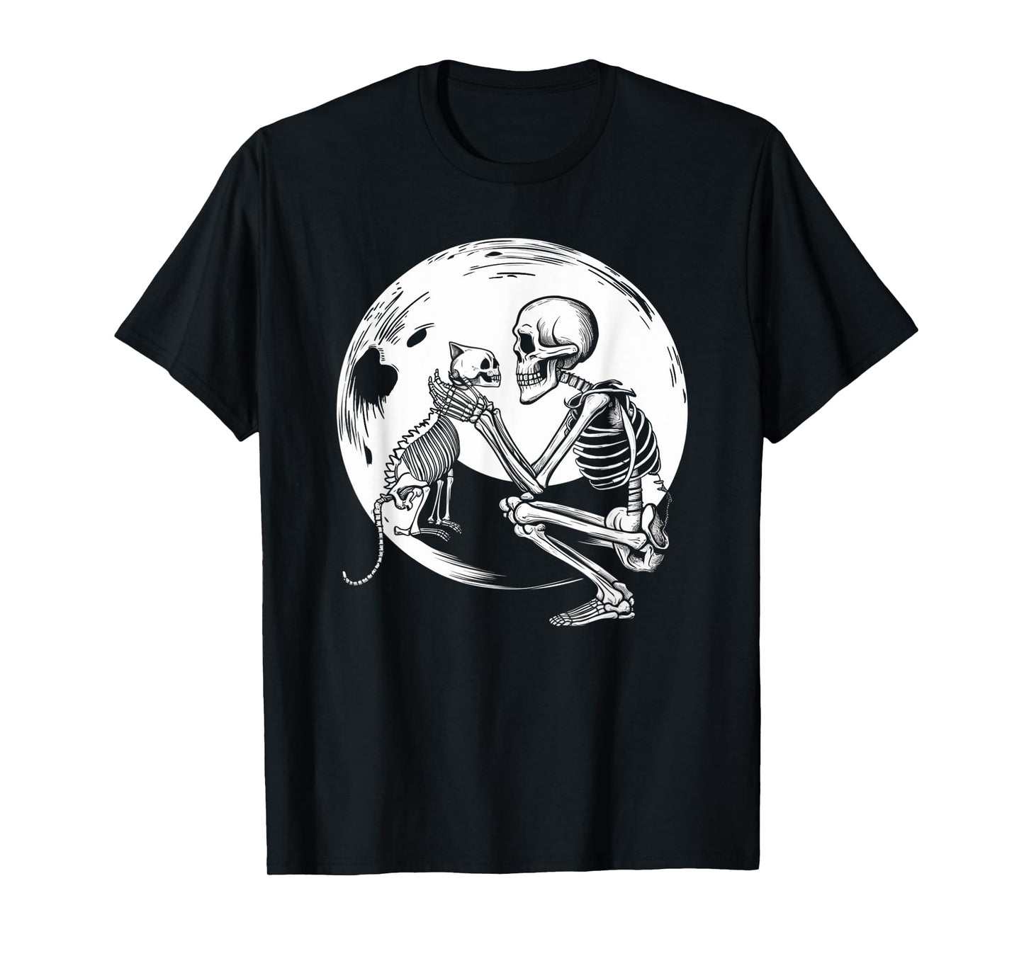 Skeleton Cute Cat Skull Kitty Halloween Men Women Kids T-Shirt