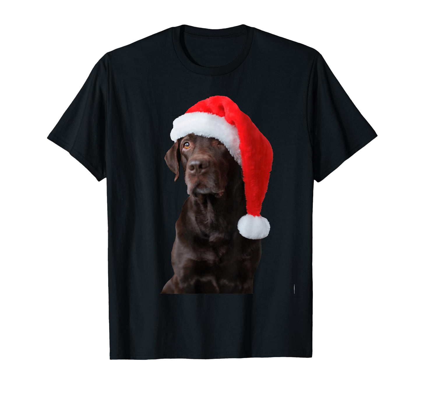 Chocolate Lab Dog Portrait Santa Hat Cute Christmas Labrador T-Shirt