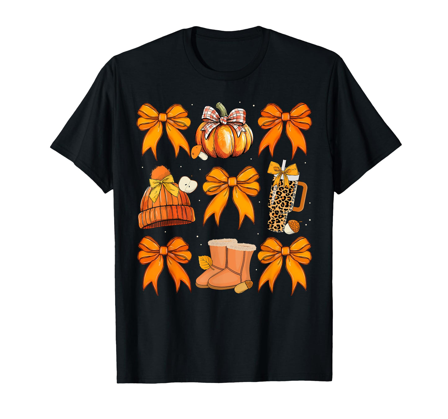 Retro Pumpkin Coquette Bow Fall Autumn Halloween Girl Women T-Shirt