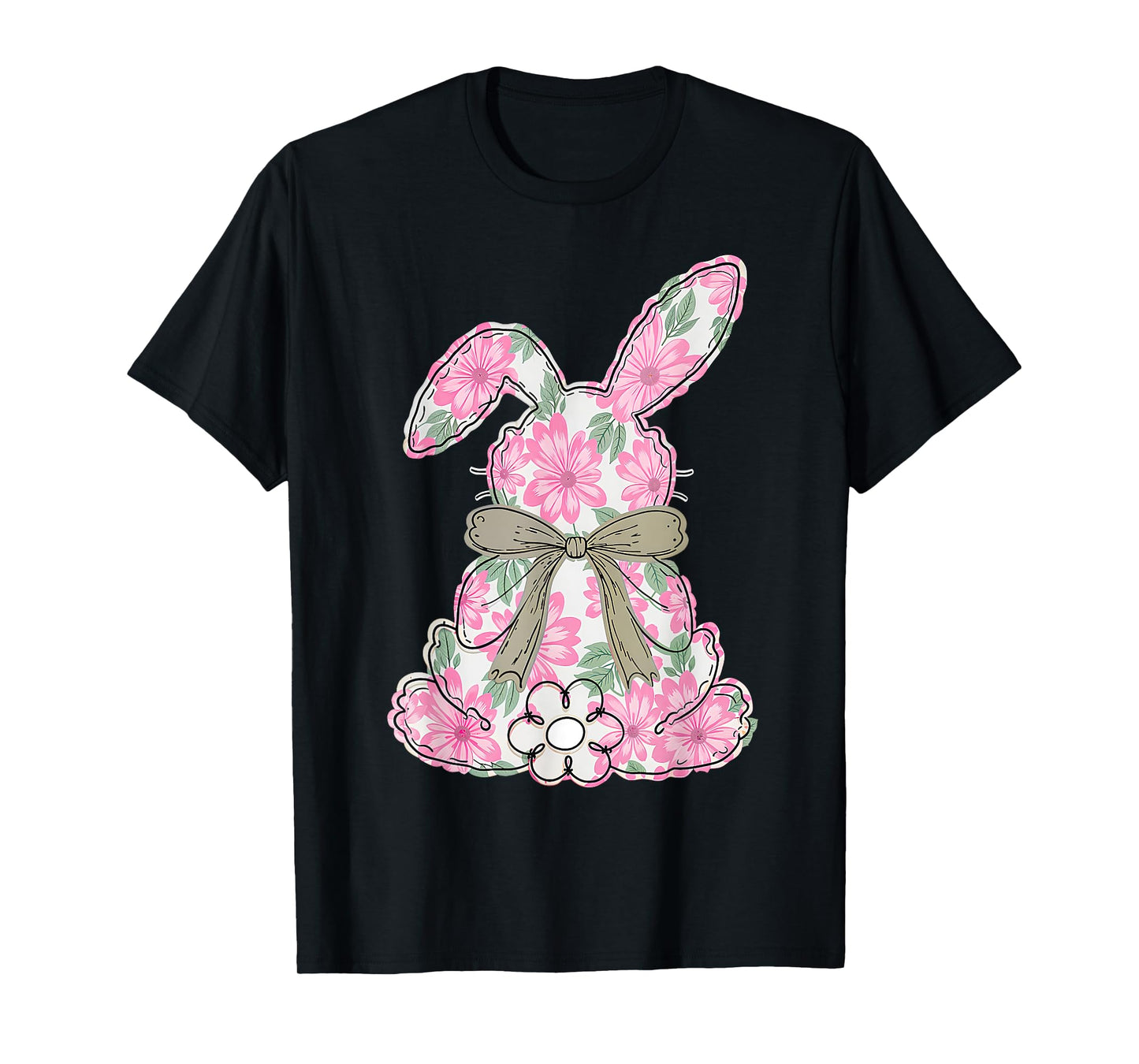 Coquette Bow Easter Bunny Spring Florals Women Teen Girl T-Shirt