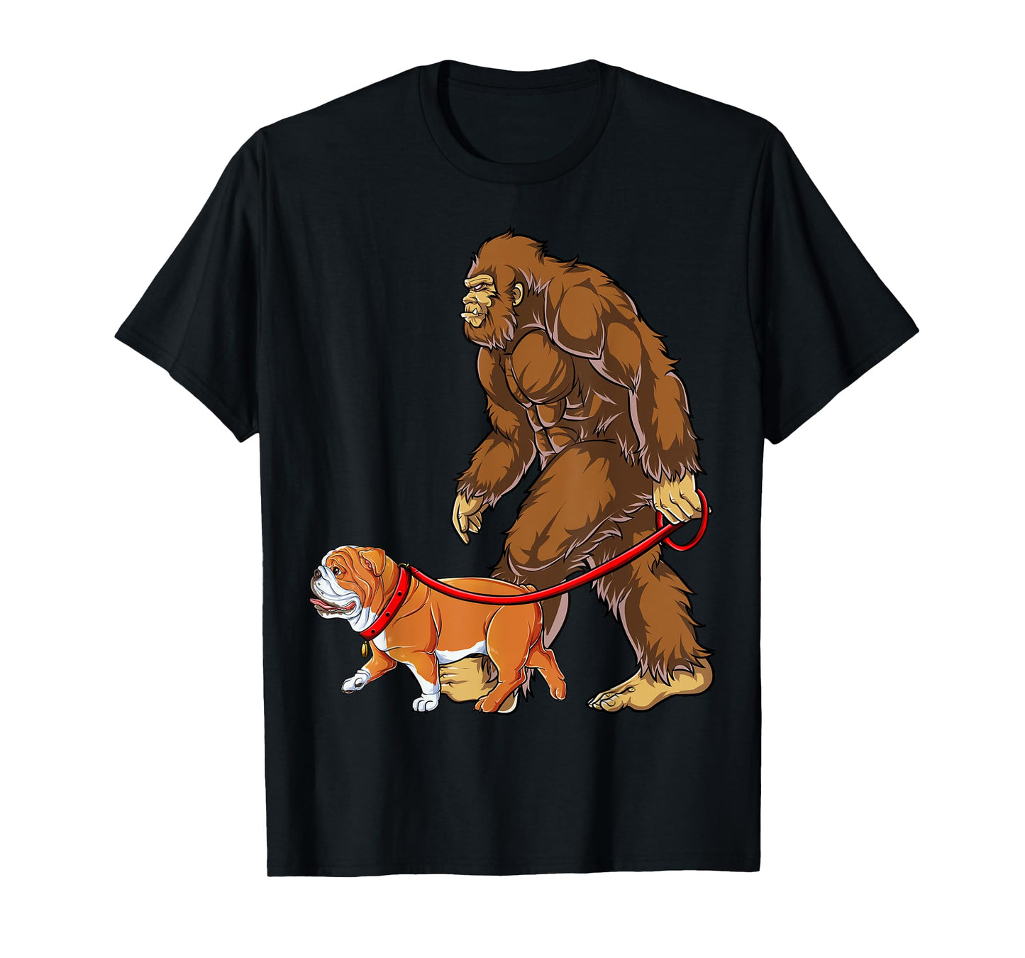 Bigfoot English Bulldog Dog Walk Funny Sasquatch Lovers Men T-Shirt